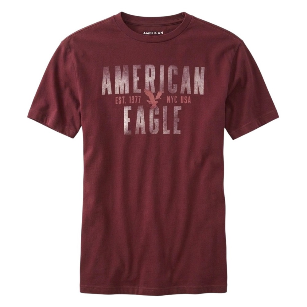 American‎ Eagle Men's Size XS Maroon Super Soft Standard Fit Short Sleeve Shirt